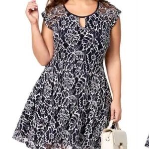 3/$10 City Studio Navy and White Floral Dress